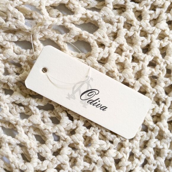 Odiva Crochet Swimsuit Cover Up Small Tassel Fringe Khaki Beach Tunic Top Boho - Picture 6 of 12